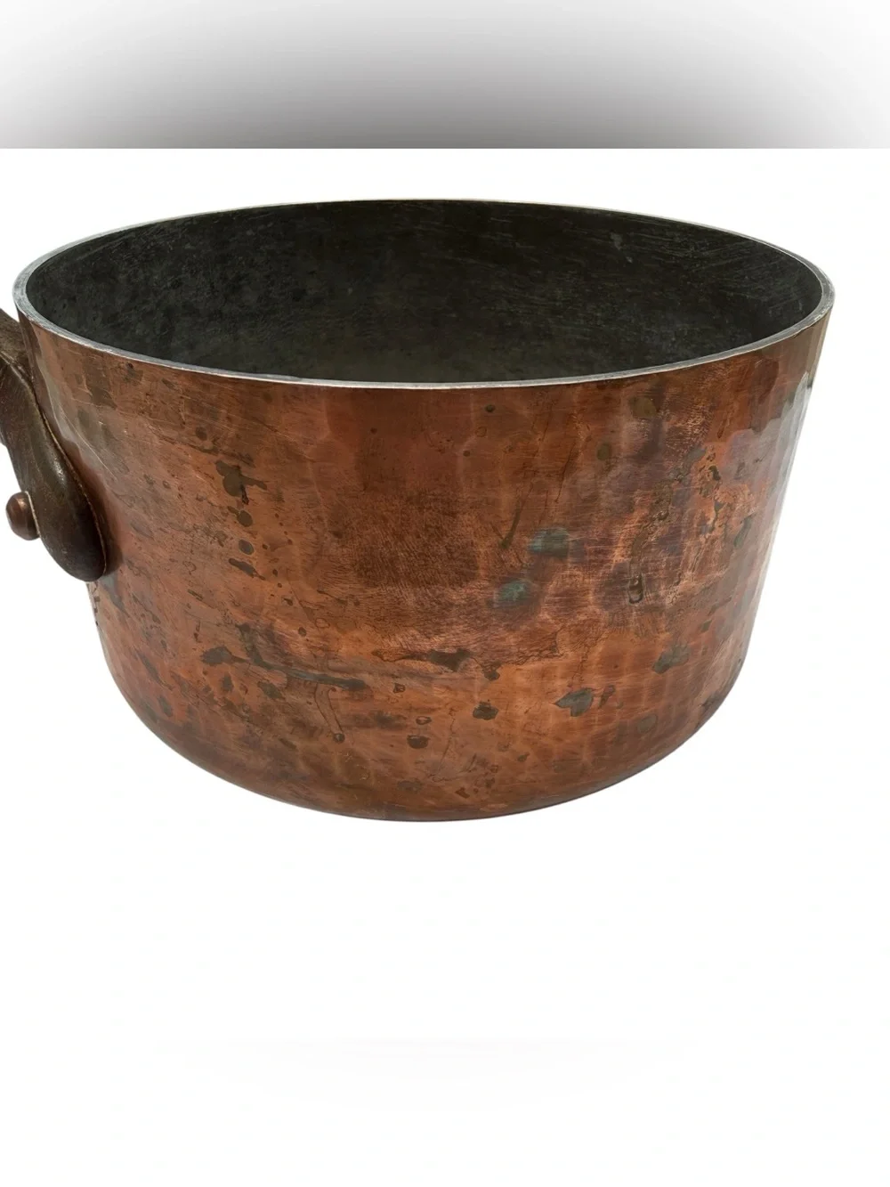 Vintage French Hammered Copper Saucepan Cast Iron Handle Made France 7.5 Inch